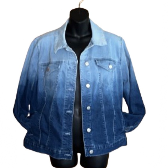 Jessica London Ombré Blue denim jacket size 18W - Picture 2 of 8